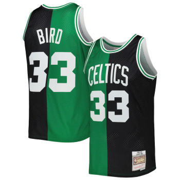 Men's Larry Bird Boston Celtics Mitchell & Ness Hardwood Classics 1985-86 Split Swingman Jersey - Black/Kelly Green