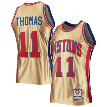Men's Isaiah Thomas Detroit Pistons Mitchell & Ness 75th Anniversary 1982-83 Hardwood Classics Swingman Jersey - Gold