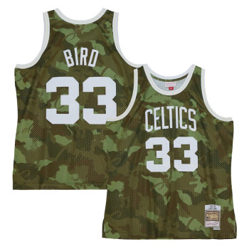 Men's Larry Bird Boston Celtics Mitchell & Ness Hardwood Classics 1985-86 Ghost Green Swingman Jersey - Camo