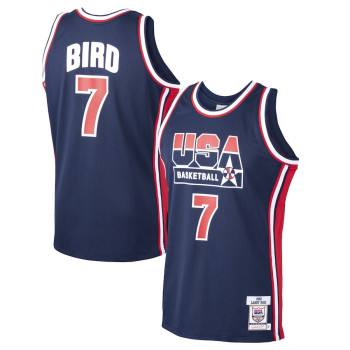 Men's Larry Bird USA Basketball Mitchell & Ness Home 1992 Dream Team Authentic Jersey - Navy
