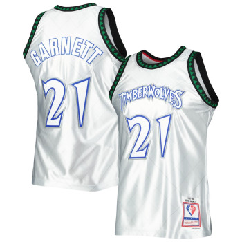 Men's Kevin Garnett Minnesota Timberwolves Mitchell & Ness 1997-98 Hardwood Classics 75th Anniversary Swingman Jersey - Platinum