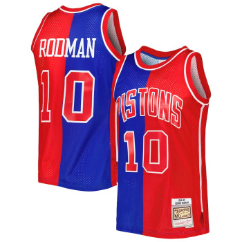 Men's Dennis Rodman Detroit Pistons Mitchell & Ness Hardwood Classics 1988-89 Split Swingman Jersey - Blue/Red